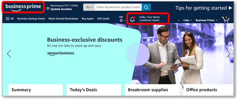 Central Account Amazon Business Prime Logo Example