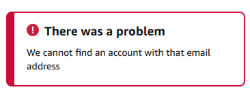 Screenshot of Amazon error message when personal email address is used in Workday