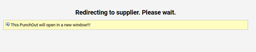 Screenshot of AggieBuy "Redirecting to Supplier" message